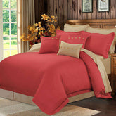 Luxury Embellish Duvet Set - Red And Skin (083)