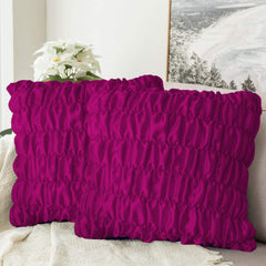 Pack Of 2 Luxury Silk Ruffle Cushions - Shocking Pink