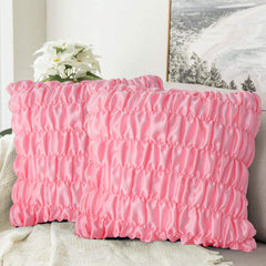 Pack Of 2 Luxury Silk Ruffle Cushions - Pink