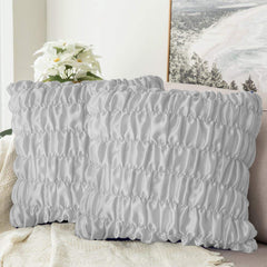 Pack Of 2 Luxury Silk Ruffle Cushions - Light Grey