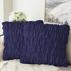 Pack Of 2 Luxury Silk Ruffle Cushions - Navy Blue