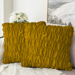 Pack Of 2 Luxury Silk Ruffle Cushions - Golden