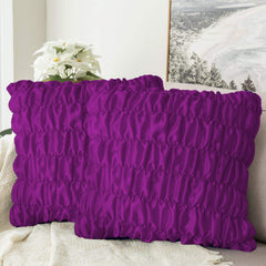 Pack Of 2 Luxury Silk Ruffle Cushions - Purple