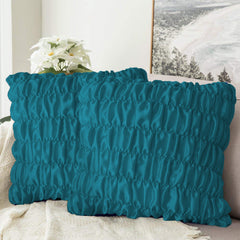 Pack Of 2 Luxury Silk Ruffle Cushions - Teal