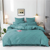 Cross Pleated Duvet Set - Teal (037)