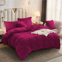 Cross Pleated Duvet Set Velvet - Pink (239)