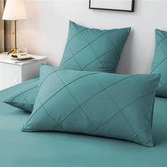 Cross Pleated Duvet Set - Teal (037)