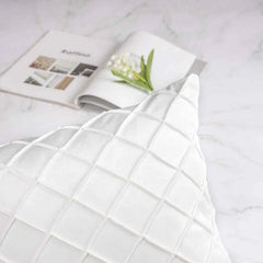 Pack of 2 Velvet Decorative Pleated Square Cushion - White