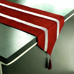7 Pieces Velvet Table Runner Red