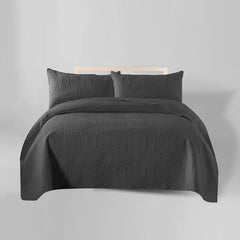 3 Pcs Ultrasonic Bedspread - Dark Grey (012)