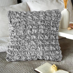 Pack Of 2 Luxury Velvet Ruffle Cushions - Light Grey