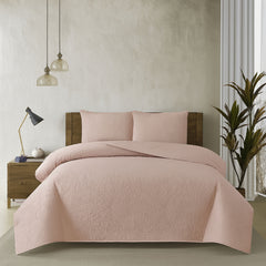 Spiral Vibes 3 Pcs Ultrasonic Bedspread - Peach