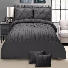 8 Pieces Pintuck & Cross Pleated Duvet Set - Grey (225)