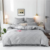 Cross Pleated Duvet Set - Grey (032)