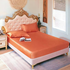 Rangooli Silk fitted sheet - Orange