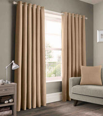 2 Pieces Plain Dyed Eyelet Curtains with linning - Natural (0090)