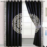 (2 Pieces) Luxury Splendid Velvet Curtain - Black & Off White