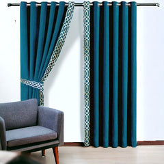 Rangooli Design Velvet Curtains - (2 Panels with 2 belts) (0078)