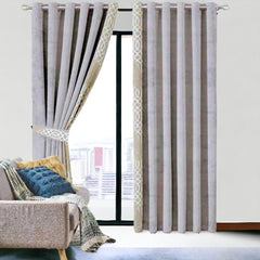 Rangooli Design Velvet Curtains - (2 Panels with 2 belts) (0081)