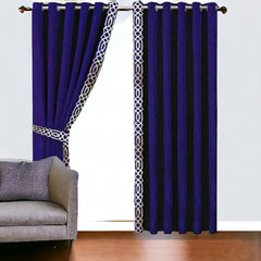 Rangooli Design Velvet Curtains - (2 Panels with 2 belts) (0082)