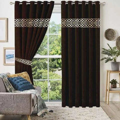 Luxury Velvet Curtain - (2 Panels with 2 belts) (0068)