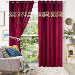 Luxury Velvet Curtain - (2 Panels with 2 belts) (0071)