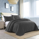 3 Pcs Ultrasonic Bedspread - Dark Grey (012)
