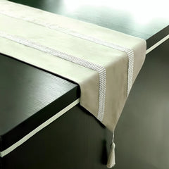 7 Pieces Velvet Table Runner Beige