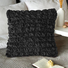 Pack Of 2 Luxury Velvet Ruffle Cushions - Black