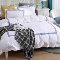 Triple Stitch Baratta Duvet Set - White & Blue (120)