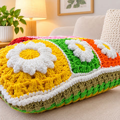 Handmade Daisy Crochet Cushion