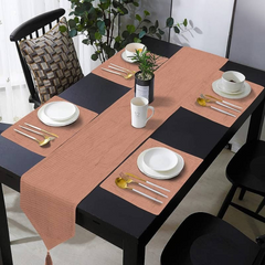 7 Pieces Waffle Cotton Table Runner Camel