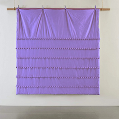 6 Pcs Luxury Duvet Set With Pom Pom Lace - Purple (304)