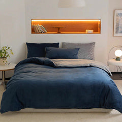Reversible Duvet Set Velvet - Blue & Grey (299)