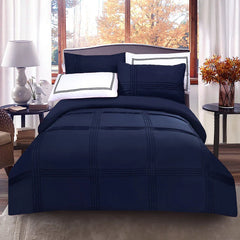 6 Pcs Baratta Pleated Duvet Set - Navy Blue (128)