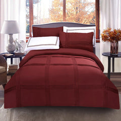6 Pcs Baratta Pleated Duvet Set - Maroon (127)