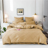 Cross Pleated Duvet Set - Natural (034)