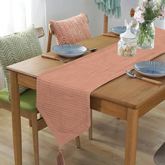 7 Pieces Waffle Cotton Table Runner Camel