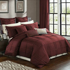 Luxury Box Pleated Duvet Set- Maroon (144)