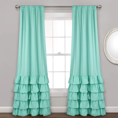 2 Pieces Ruffle Curtains with linning - Froze (0105)
