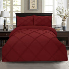 8 Pcs 3 Row Cross Pleated Duvet Set - Maroon (022)
