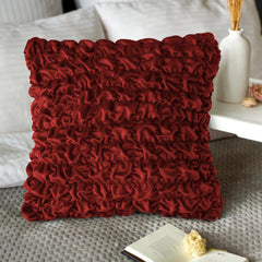 Pack Of 2 Luxury Velvet Ruffle Cushions - Maroon