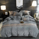 Luxury Embossed Velvet Duvet Set - Grey