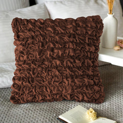 Pack Of 2 Luxury Velvet Ruffle Cushions - Brown