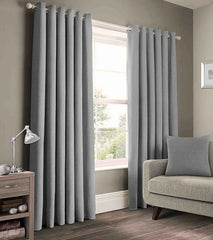 2 Pieces Plain Dyed Eyelet Curtains with linning - Silver Grey (0094)
