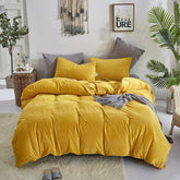 Reversible Duvet Set Velvet - Mustard & Grey (280)