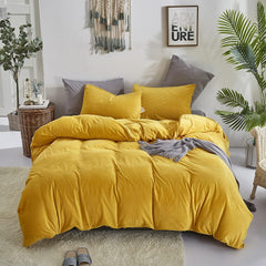 Reversible Duvet Set Velvet - Mustard & Grey (280)