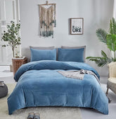Reversible Duvet Set Velvet - Lake Blue & Grey (287)
