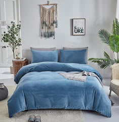Reversible Duvet Set Velvet - Lake Blue & Grey (287)