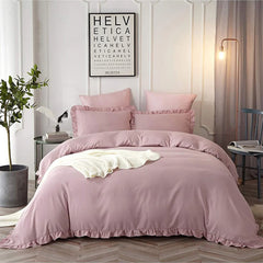 3 Pcs Ruffle Edge Duvet Cover Set - Blush Pink (255)